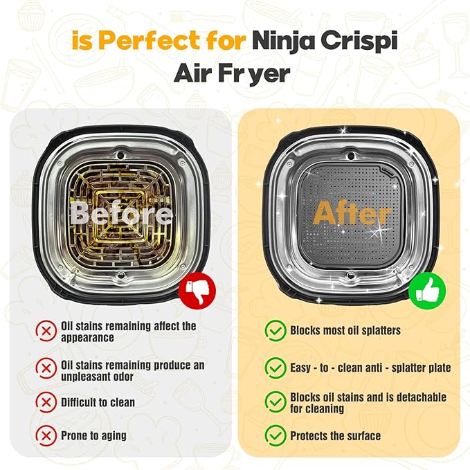 2 PCS Silicon Splatter Shield for Ninja Crispi Air Frye, Air Fryer Accessories - Image 2