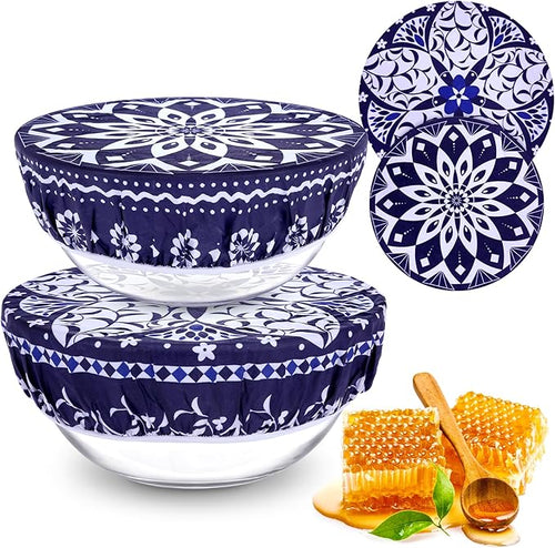 2 Large Reusable Beeswax Bowl Covers by Revahope
