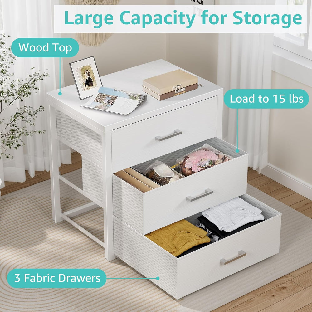 BOLUO Closet Drawers White 3 Drawer Dresser for Closet Organizers and Storage...