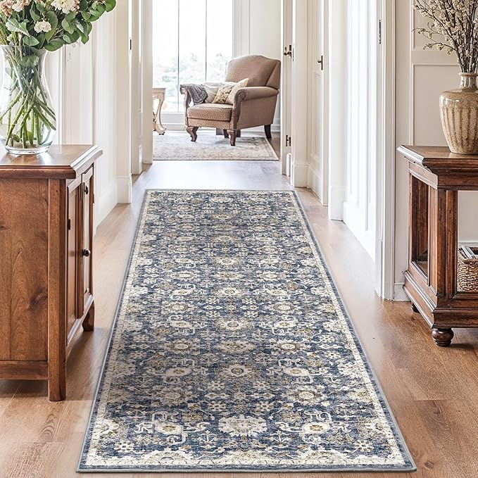 AMADA HOMEFURNISHING 2'6"x8' Washable Area Rug, Low-Profile Entryway Rug by AMADAHOMEFURNISHING