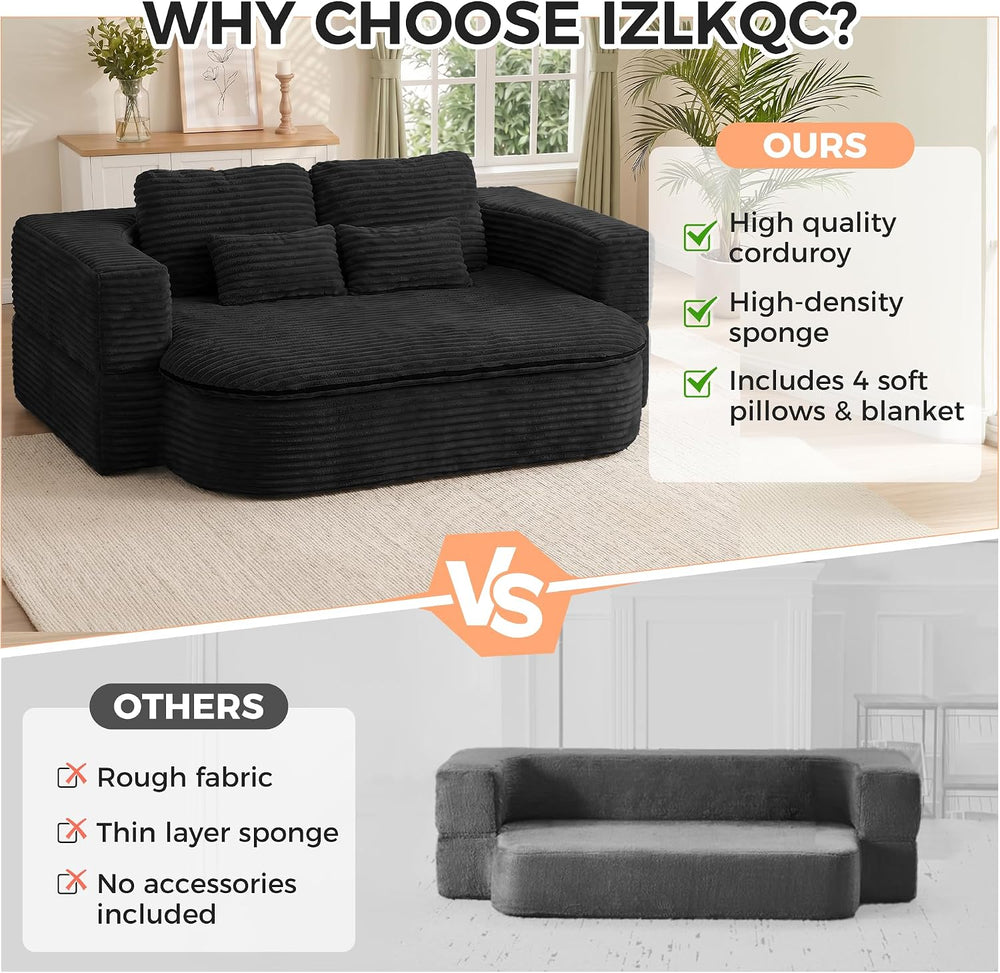 75" Boneless Couch Bed,Fold Up Sleeper Sofa for Adults