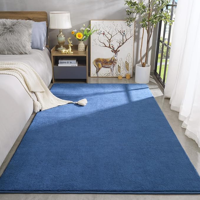 Amearea Modern Area Rugs for Bedroom Living Room, 4x6 Feet Blue Thickened - Image 2