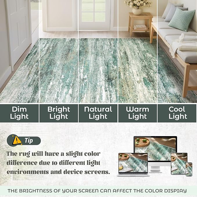 9x12 Area Rug for Living Room, Washable Modern Abstract Large Area Rug Neutral - Image 8