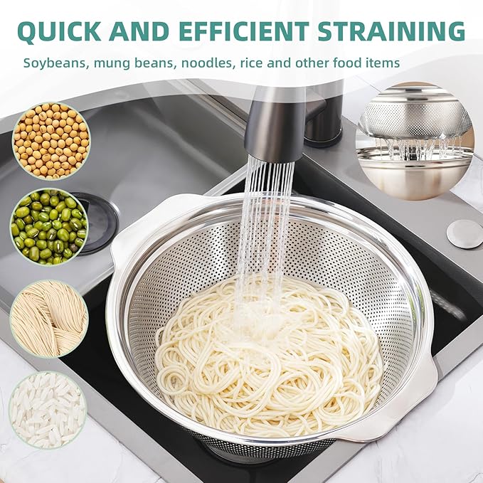Stainless Steel Colander for Kitchen 2-Quart, Strainer Microporous - Image 4