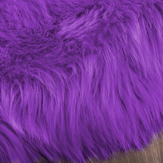 Latepis Faux Fur Rug 2x5 Runner Fluffy Area Rug Purple Washable Shag Rugs - Image 7