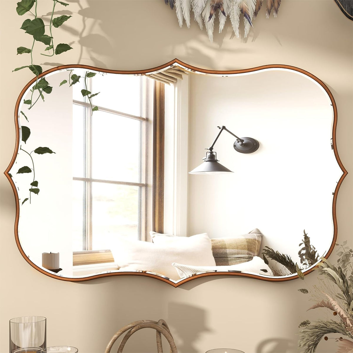 shyfoy antique gold mirrors for wall decor, large, main product view