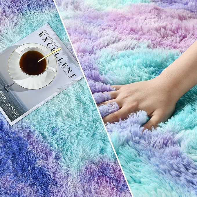 Deerhoo Large Shag Area Rugs 5 x 8, Tie-Dyed Plush Fuzzy Rugs - Image 2