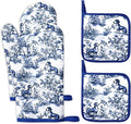 FYSUIMU 4Pcs Chinoiserie Dachshund Oven Mitts and Pot Holders Set Heat by FYSUIMU
