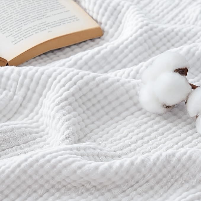 Bedsure 100% Cotton Muslin Throw Blanket Large 50x70 Inches by BEDSURE