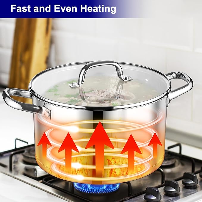 LIANYU Stainless Steel Stock Pot, 8 QT Large Soup Pot - Image 8