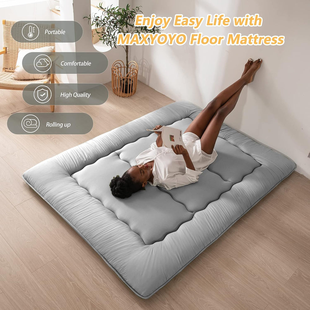 MAXYOYO Japanese Floor Mattress 4" Thick Queen Size Foldable Futon Mattress
