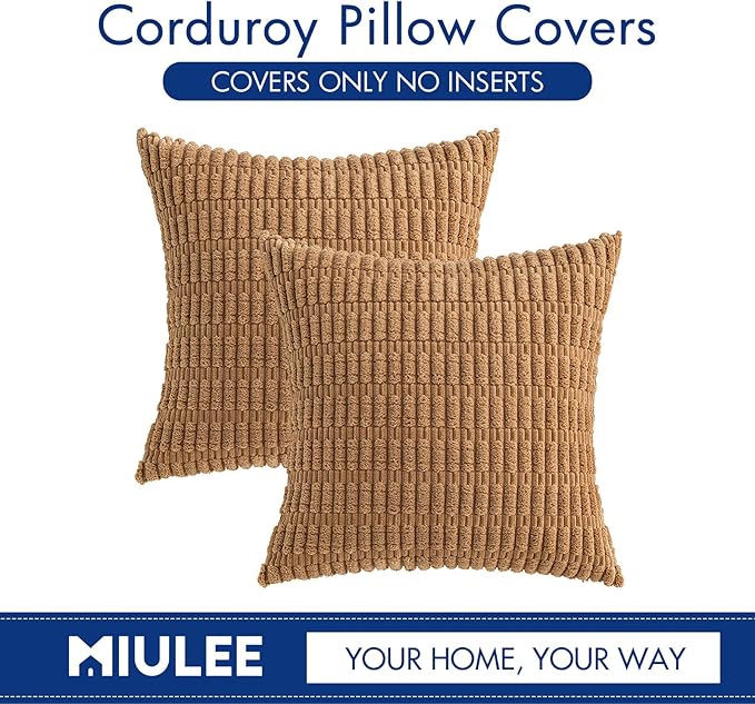 MIULEE Pack of 2 Corduroy Decorative Throw Pillow Covers 20x20 Inch Soft Boho - Image 6