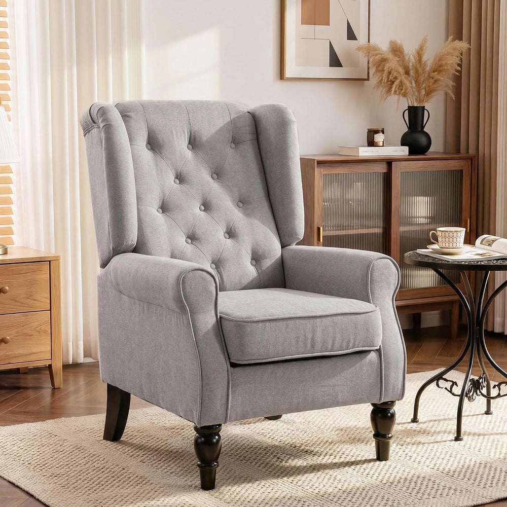 HOMCOM Comfy Accent Chair for Living Room, Wingback Armchair, Gray