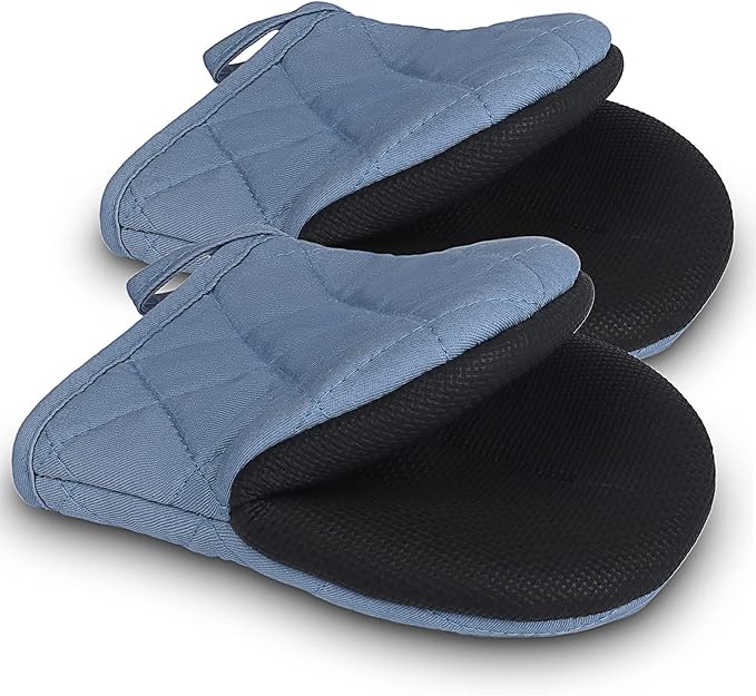 Short Oven Mitts, Heat Resistant 500°F, Silicone Grip Kitchen Gloves, Non-Slip by GOLDMEET
