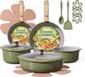 CAROTE 18 Pcs Ceramic Cookware Set Detachable Handle, Non Toxic Pots and Pans by CAROTE
