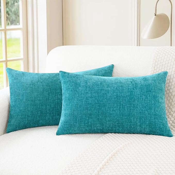 CaliTime Throw Pillow Covers Decorative 16 X 26 Inches Pack of 2 Cozy Chenille by CaliTime