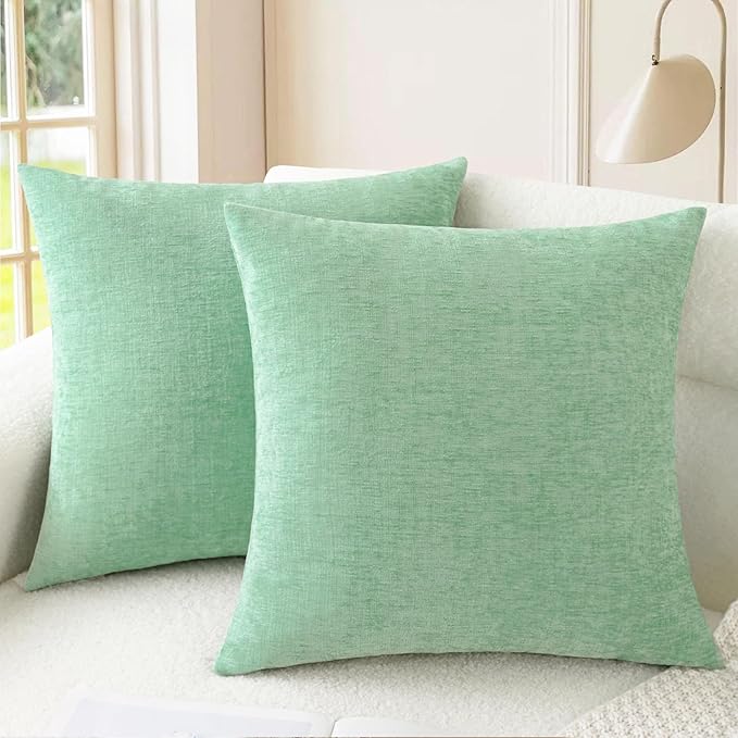 CaliTime Throw Pillow Covers Decorative 24 X 24 Inches Pack of 2 Cozy Chenille by CaliTime