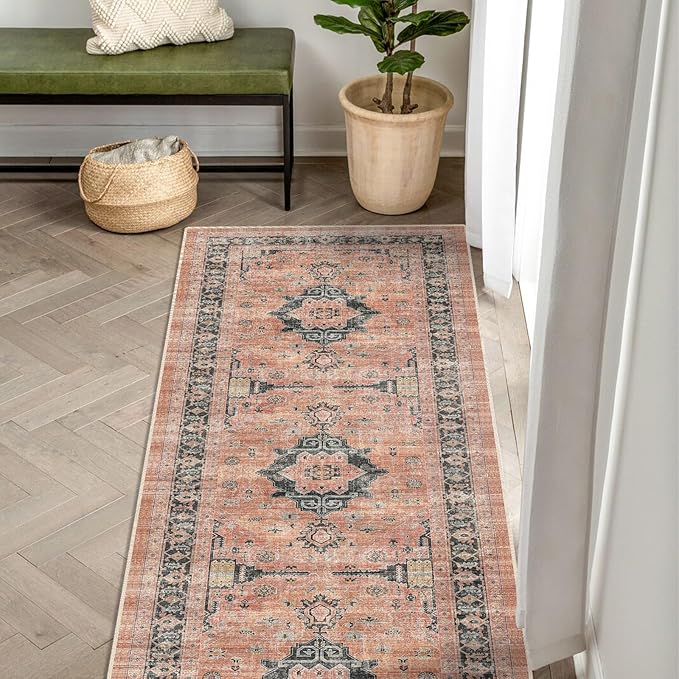Washable 2x5 Hallway Runner Rug: Indoor Vintage Water Resistant Kitchen - Image 2