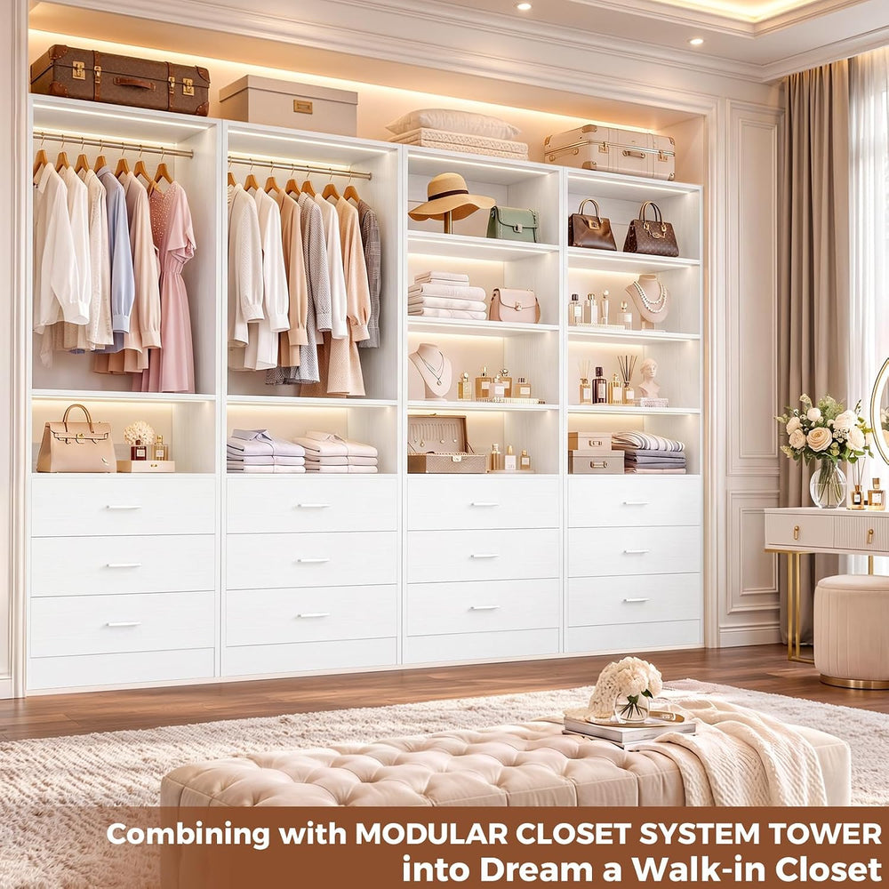Aheaplus Closet Drawers Organizer System, 3.54FT Wood Closet System with 3 Dr...
