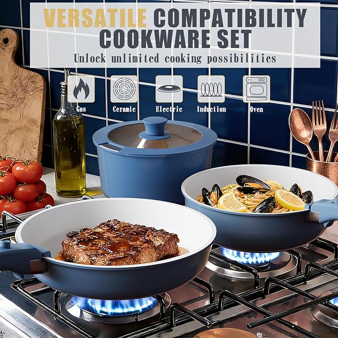 Umite Chef Pots and Pans Set Non Stick, Healthy Induction Cookware Oven Safe RV - Image 6