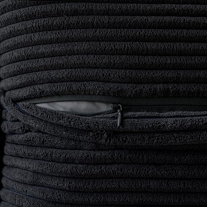 MIULEE Black Corduroy Decorative Euro Sham Pillow Covers 24x24 Inch - Image 3