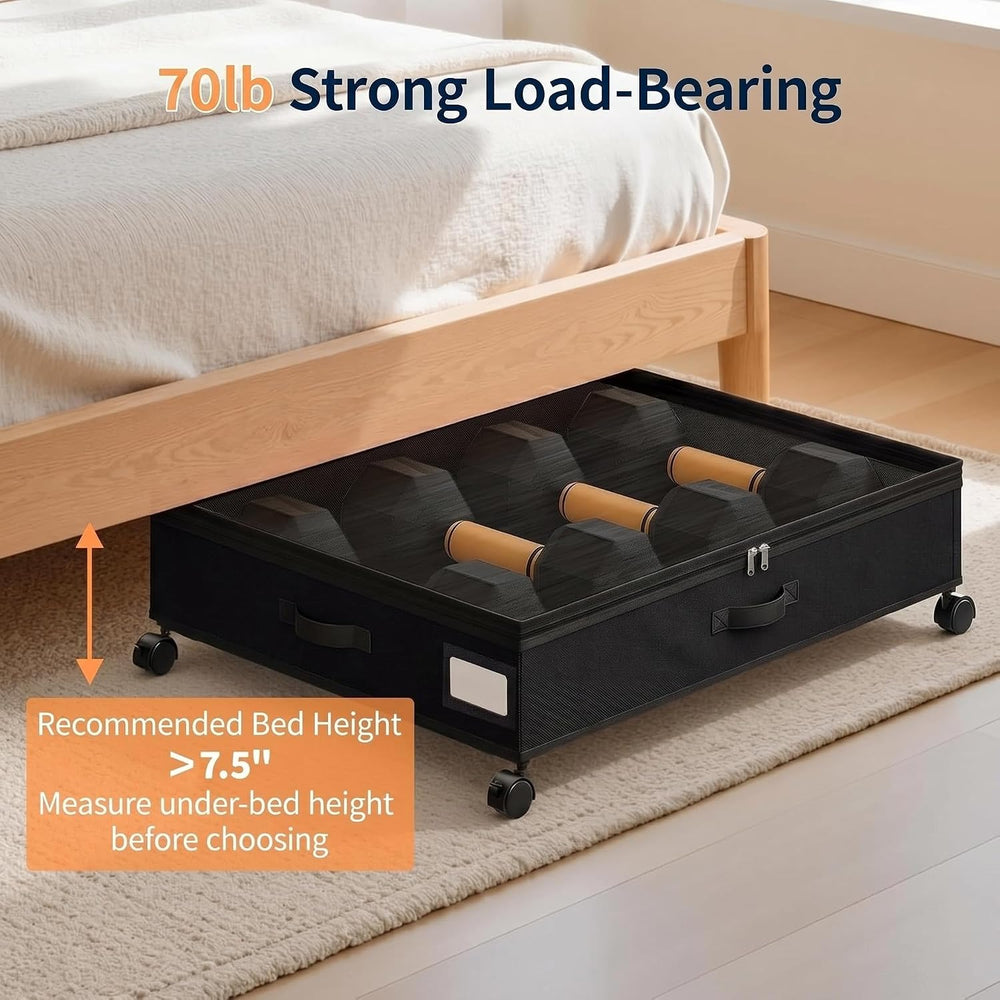 Yecaye 80L Large Under Bed Storage Containers with Wheels, 2 Pack, Black