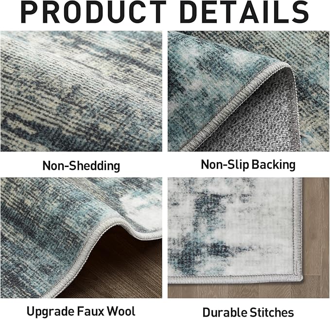2'6''x8' Runner Rugs Washable Rug: Modern Abstract Hallway Runner Rug Indoor - Image 6
