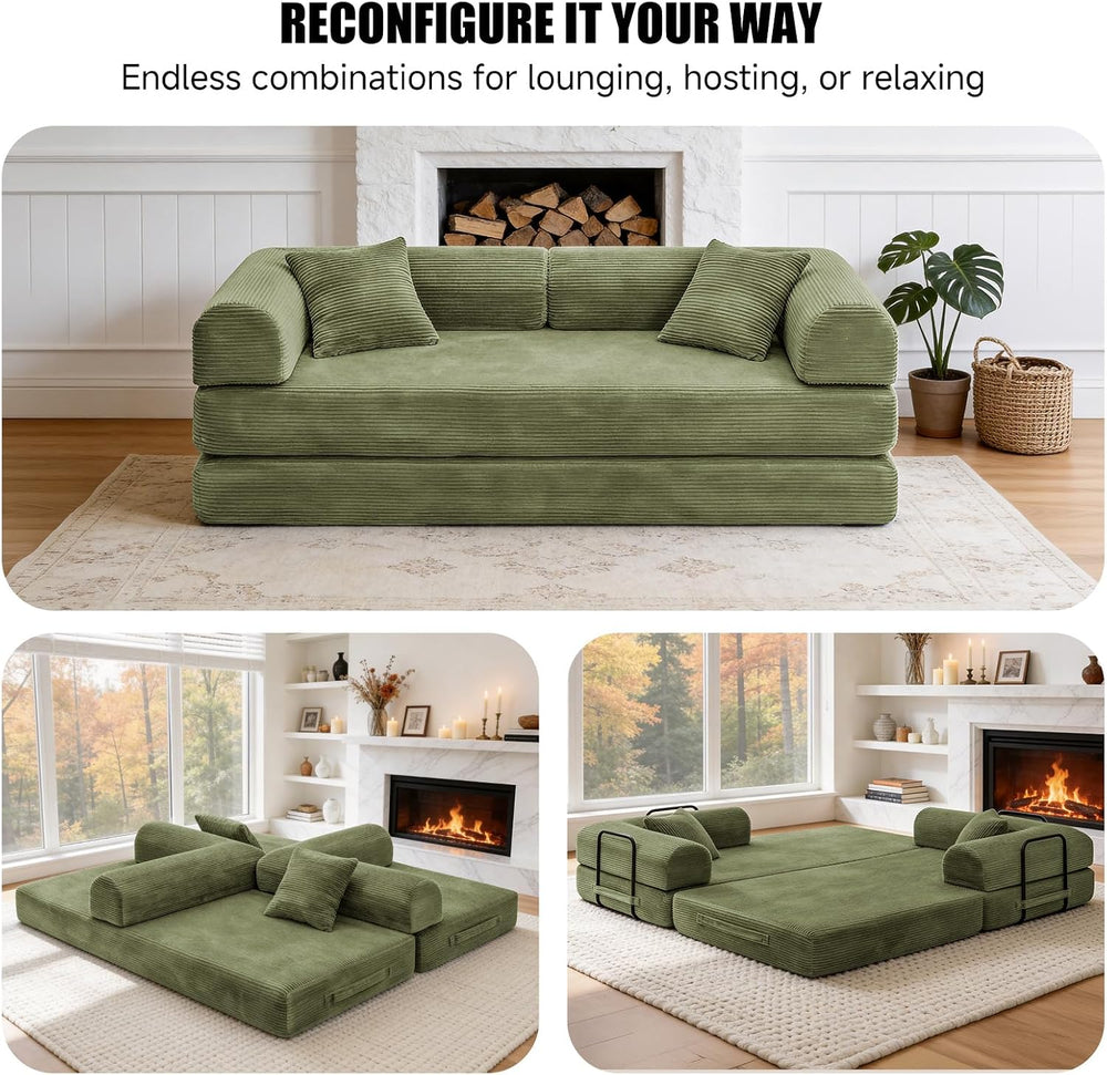 79" Memory Foam Sofa Bed, Convertible Futon Boneless Couch for Living Room