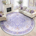 RELEANY Area Rugs 8ft Washable Non-Slip, Floral Vintage Distress Print Pattern by RELEANY