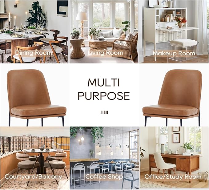 COLAMY Dining Chairs Set of 4, Modern Dining Chair, Leather Upholstered Dinin...