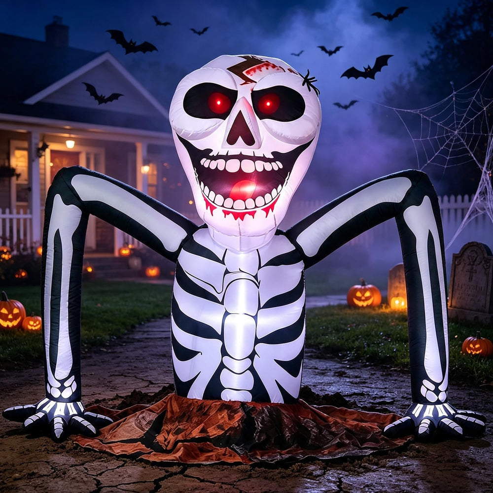 5 FT Halloween Inflatable Skeleton Rising from Ground Outdoor Decoration