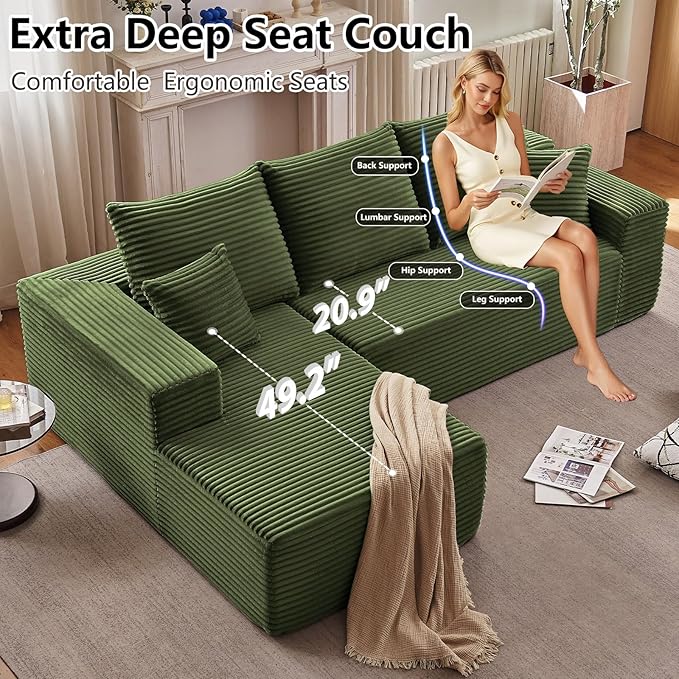 107" Cloud Sectional Couch with L-Shape Chaise, Modern Modular Comfy Sof...
