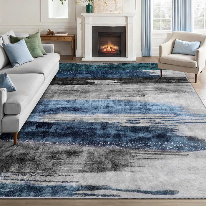 Ciicool 5x7 Area Rugs for Living Room, Modern Abstract Washable Carpet Navy