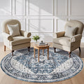 AMADA HOMEFURNISHING Round 8ft Area Rugs, Low-Profile Washable Rug by AMADAHOMEFURNISHING