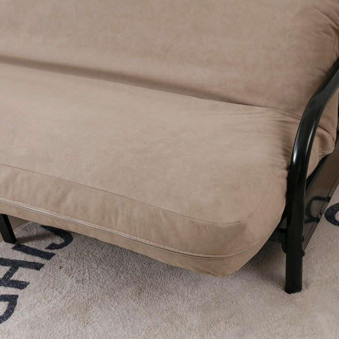 OctoRose Full Size 54x75x8 inch 3 Side Zipper Classic Soft Micro Suede Futon Cover Sofa Daybed Mattress Slipcover (Waterproof-Tan, Full Size)