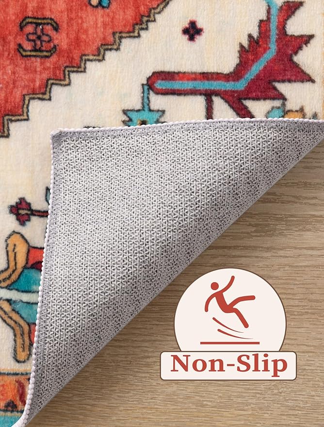 SERISSA Runner Rug for Hallways, Extra Long Boho Rug Ultra Soft Vintage Orange - Image 4