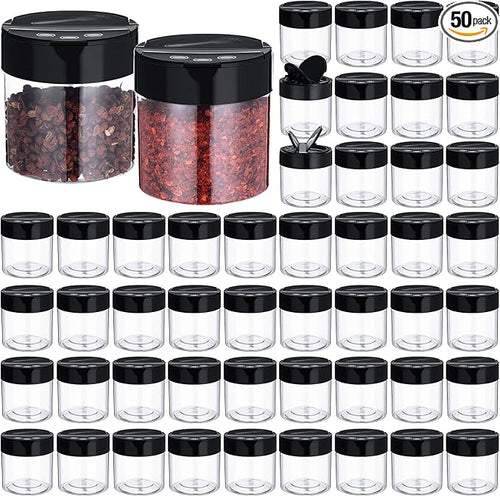 50 Pack 4.7 oz Plastic Spice Jars by Yiyiring