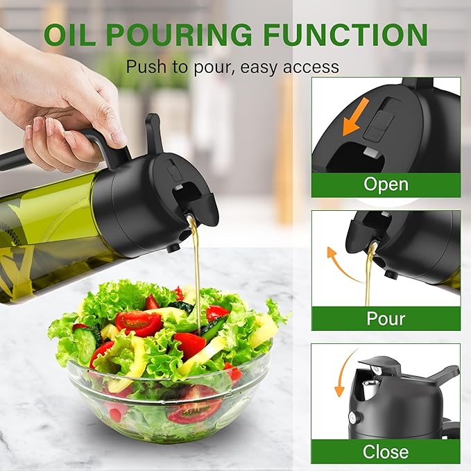 Vakoo Oil Sprayer for Cooking, 2 in 1 Oil Dispenser for Kitchen, 16oz/470ml - Image 3
