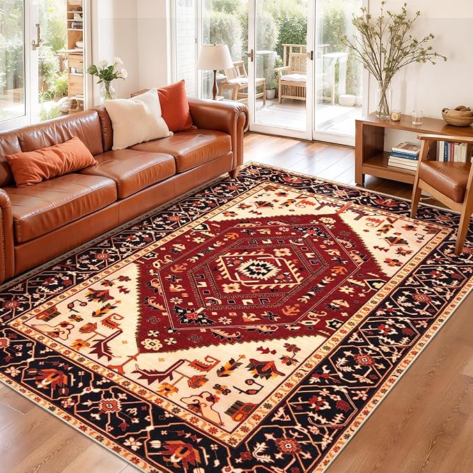 SERISSA Area Rug 3x5 Boho Rugs for Bedroom, Washable Non-Slip Living Room Rug - Image 3