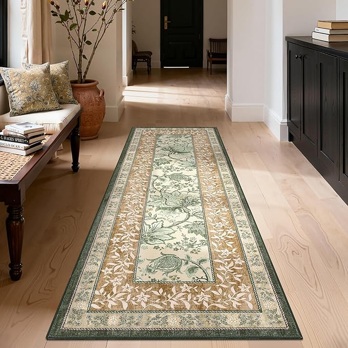 GarveeHome Terracotta Olive Sage Green 2x6 Washable Kitchen Runner Rugs Non - Image 2