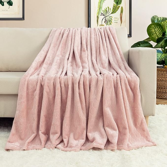TOONOW Fleece Blanket Textured Fuzzy Plush Throw Blanket Twin Size 60" x 80" - Image 2