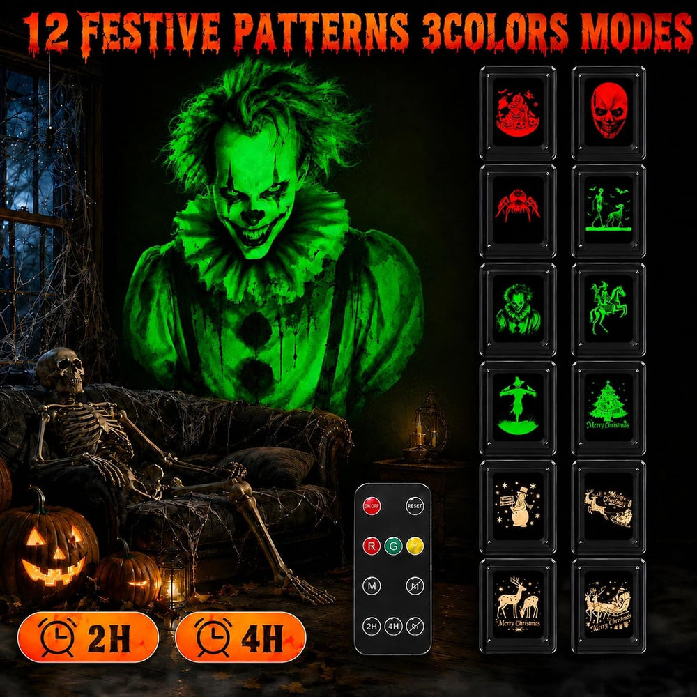 12-in-1 Halloween Projector Lights, Outdoor Dynamic Halloween Projector