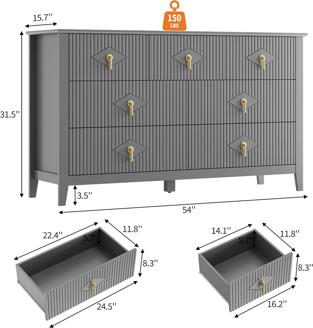 GarveeHome Fluted Dresser for Bedroom, Chest Organizer Unit with 7-Drawer
