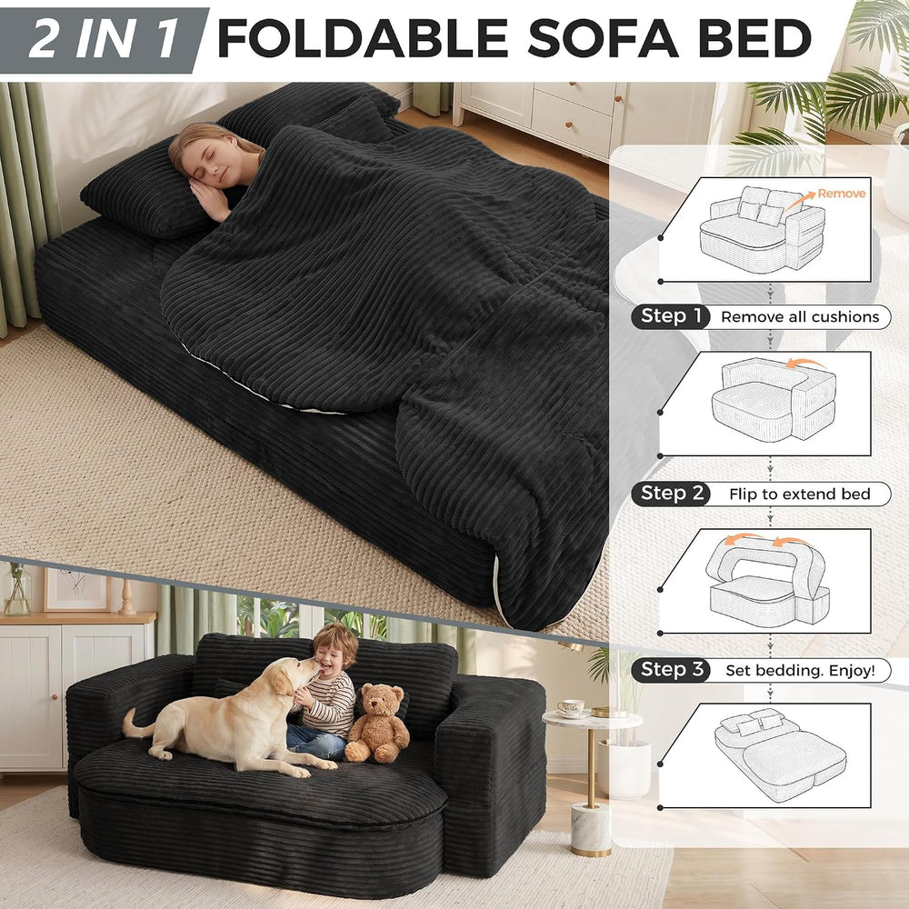 75" Boneless Couch Bed,Fold Up Sleeper Sofa for Adults
