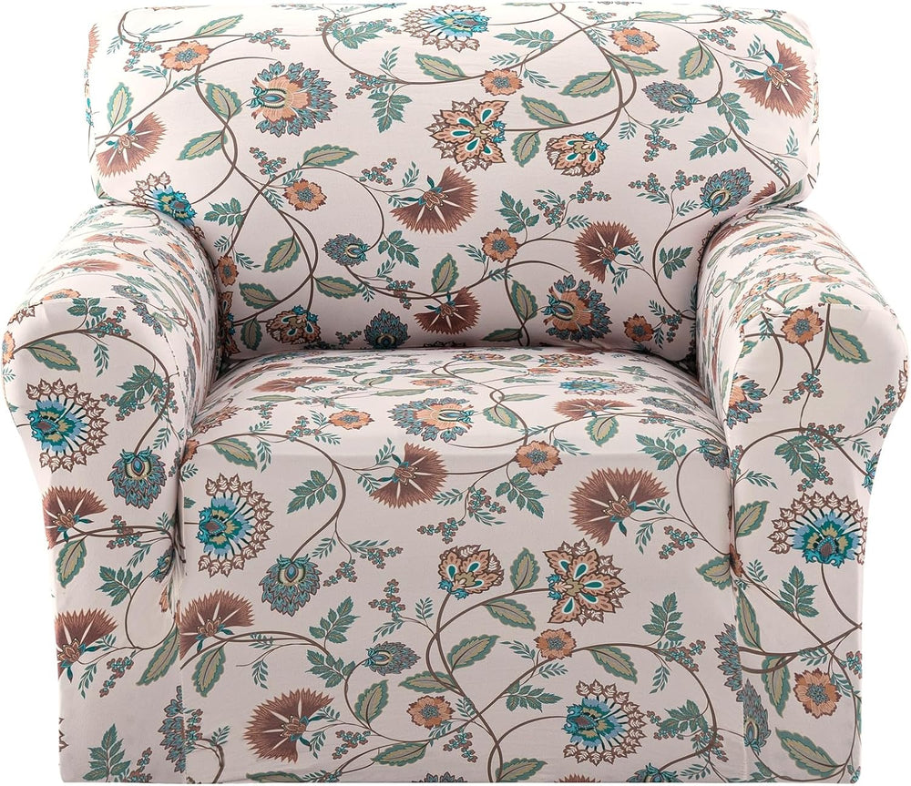 H.VERSAILTEX Printed Chair Slipcovers with Arms Floral Pattern Armchair Cover...