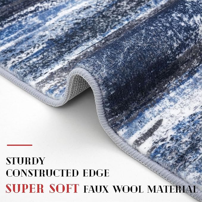 Lansny Modern Abstract Entryway Rug Indoor 2x3 Washable Rug Non-Slip Soft Small - Image 4