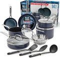Blue Diamond 14 Piece Cookware Set, Diamond Infused PFAS & PFOA-Free Ceramic by BlueDiamondCookware