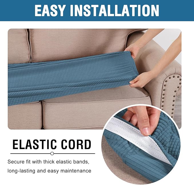 H.VERSAILTEX Super Stretch Individual Seat Cushion Covers Sofa Covers Couch - Image 5