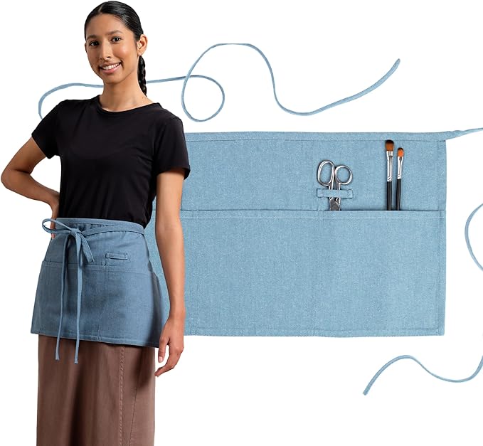 MEEMA Chef Waist Apron Cotton Fabric |Washable & Breathable Waitress & Server by MEEMA