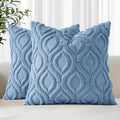 decorUhome Throw Pillow Covers 22x22 Inch Set of 2, Soft Plush Faux Wool Blue by decorUhome